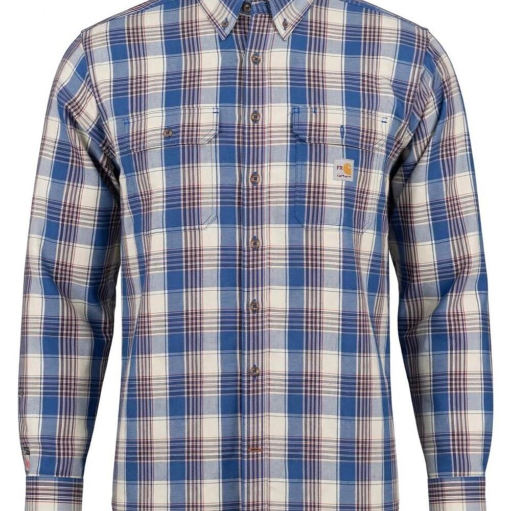 Carhartt FR Flame Resistant Plaid Shirt Mens XL Loose Fit